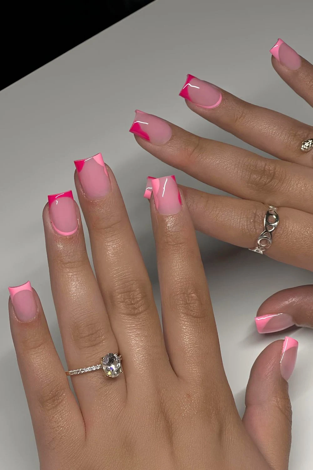 Abstract pink French mani