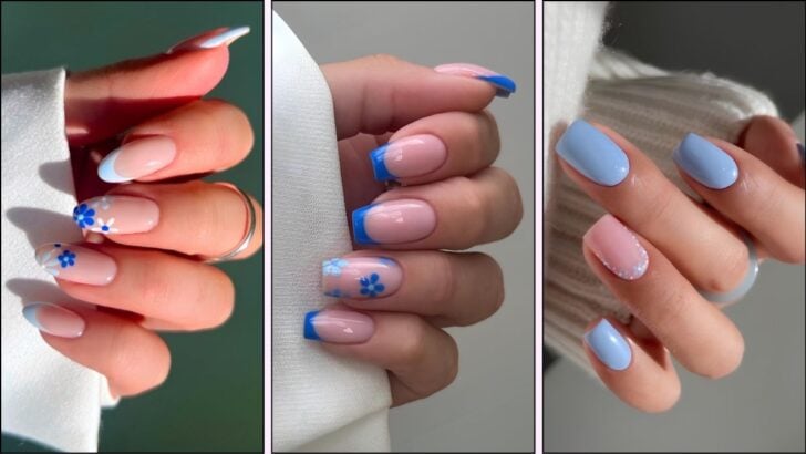 Blue Floral Nails: 16 Ways to Style This Dreamy Trend