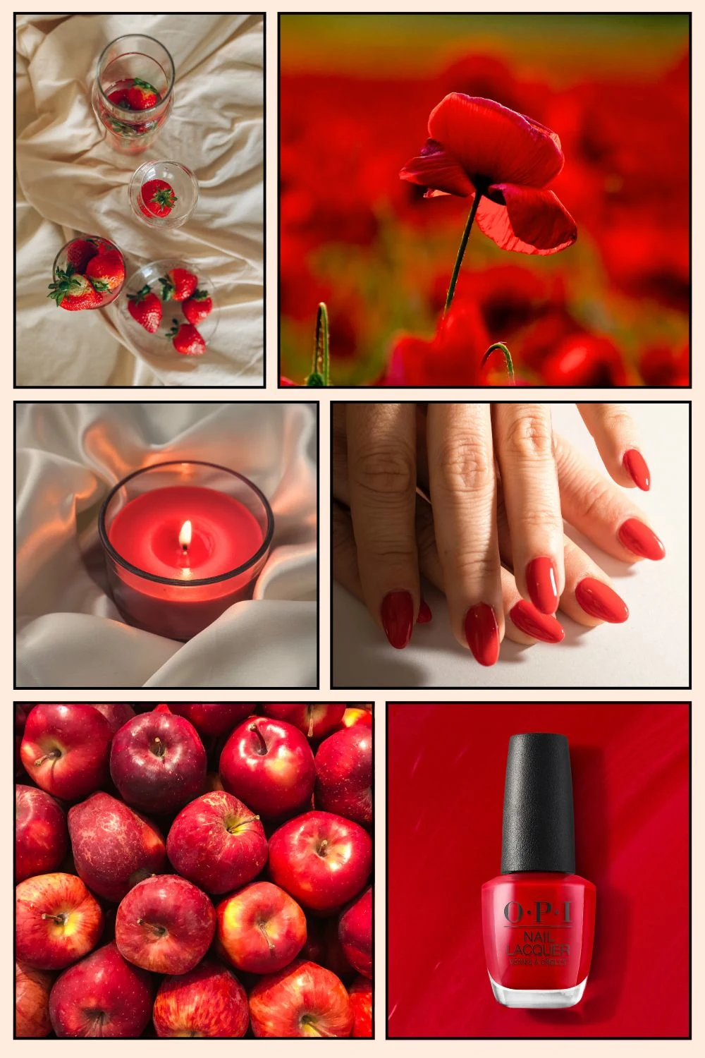 Brigh red mani polish moodboard