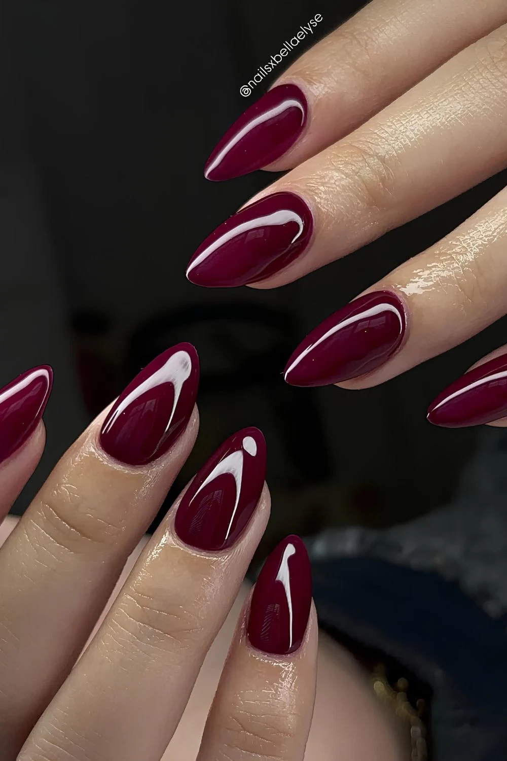 Cherry red glossy nails
