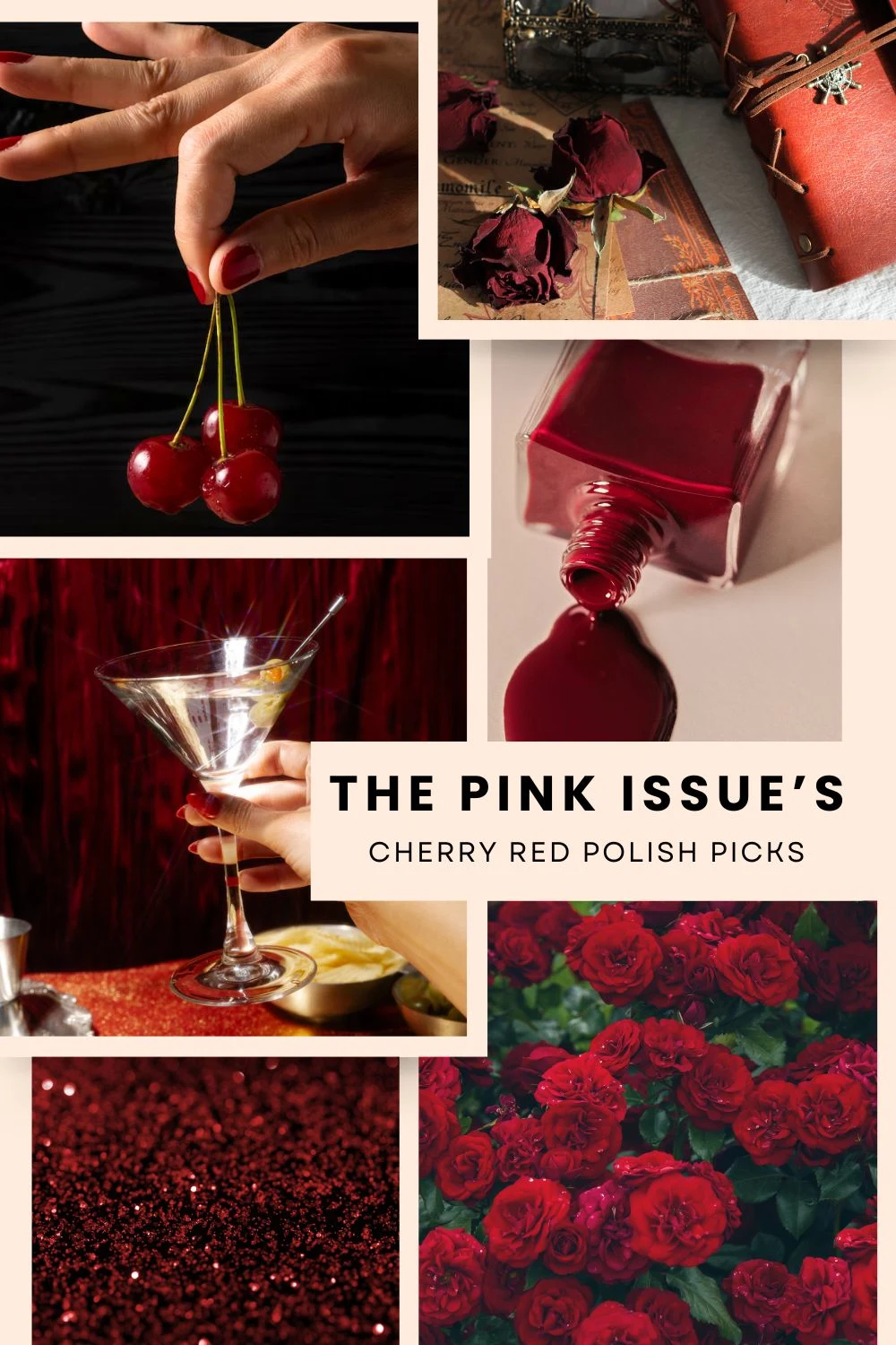 Cherry red mani polish moodboard