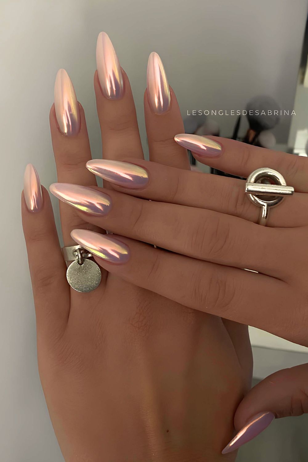 Chrome aurora nails