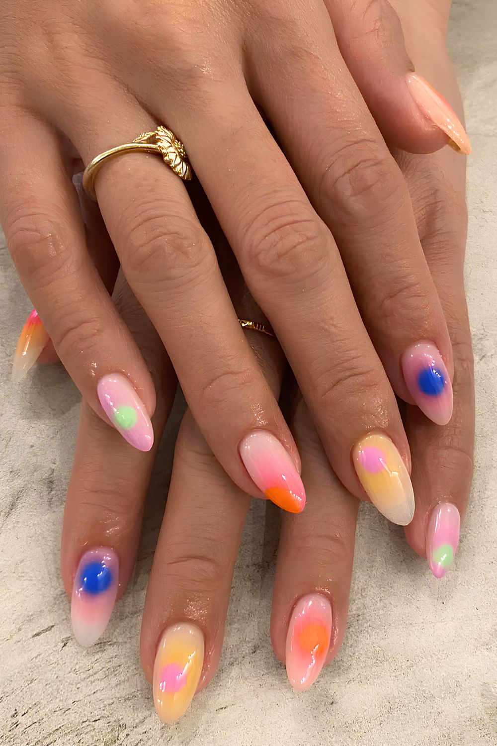 Colorful aura nails