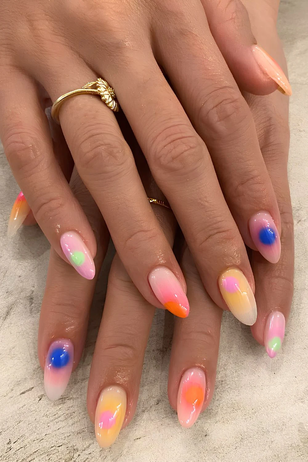 Colorful aura nails