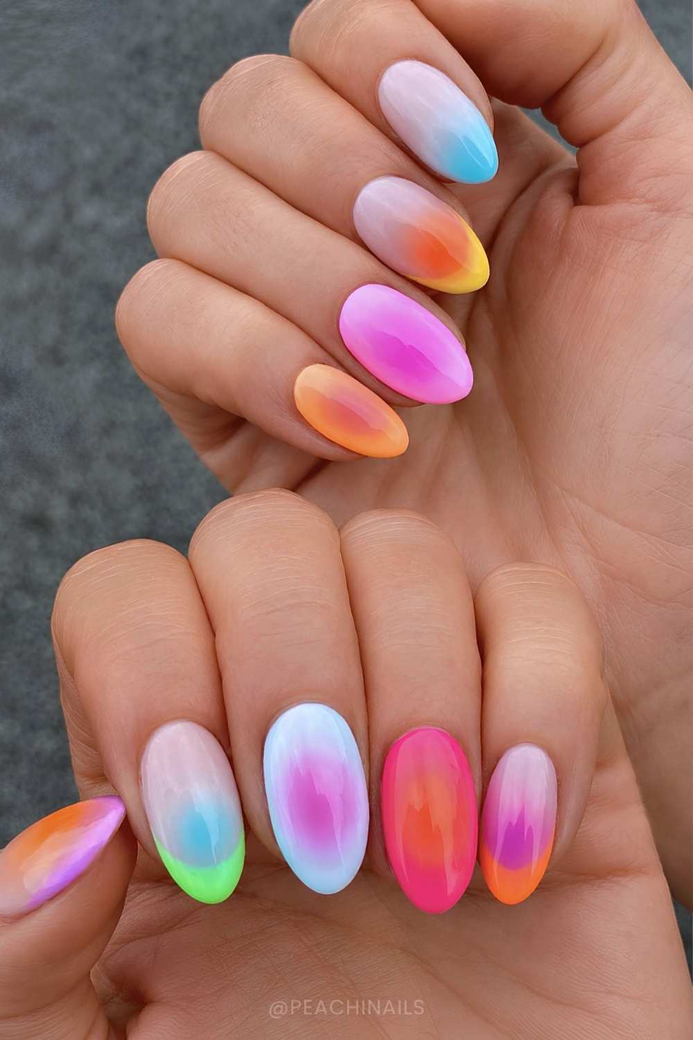 Colorful neon aura mani