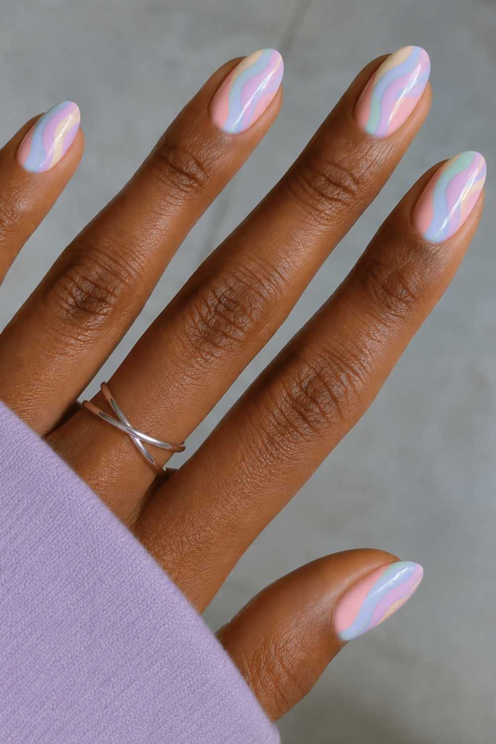 Colorful pastel rainbow mani