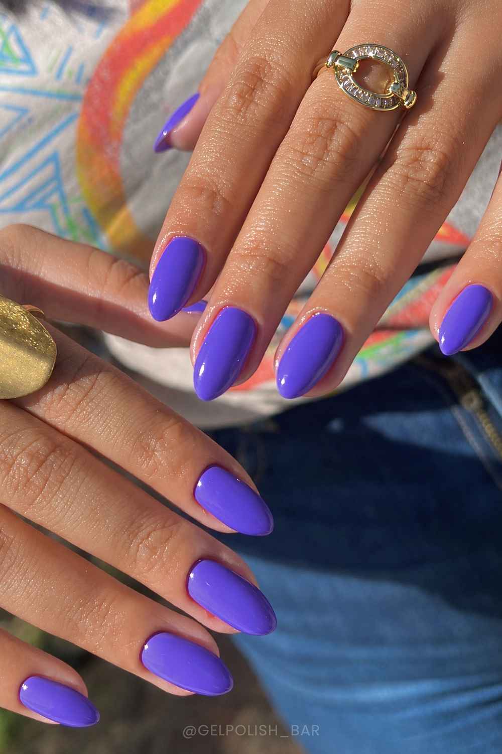 Electric purple almond mani