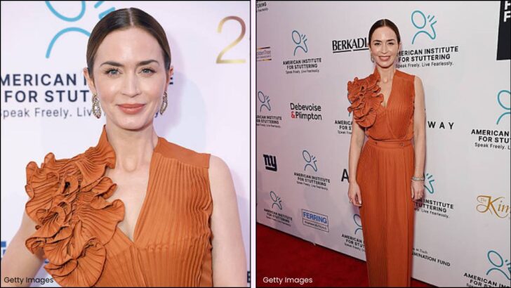 Emily Blunt Glows in Tangerine Elie Saab Gown at AIS Gala