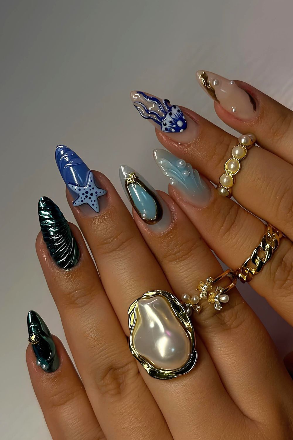 Mix and match 3d mani with ocean inspired details