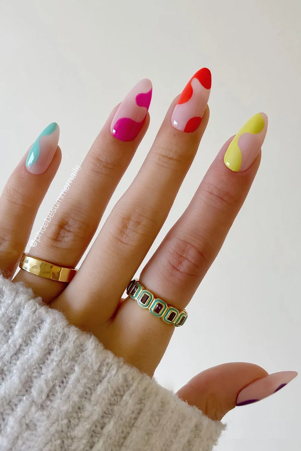 Multicolored negative space nails