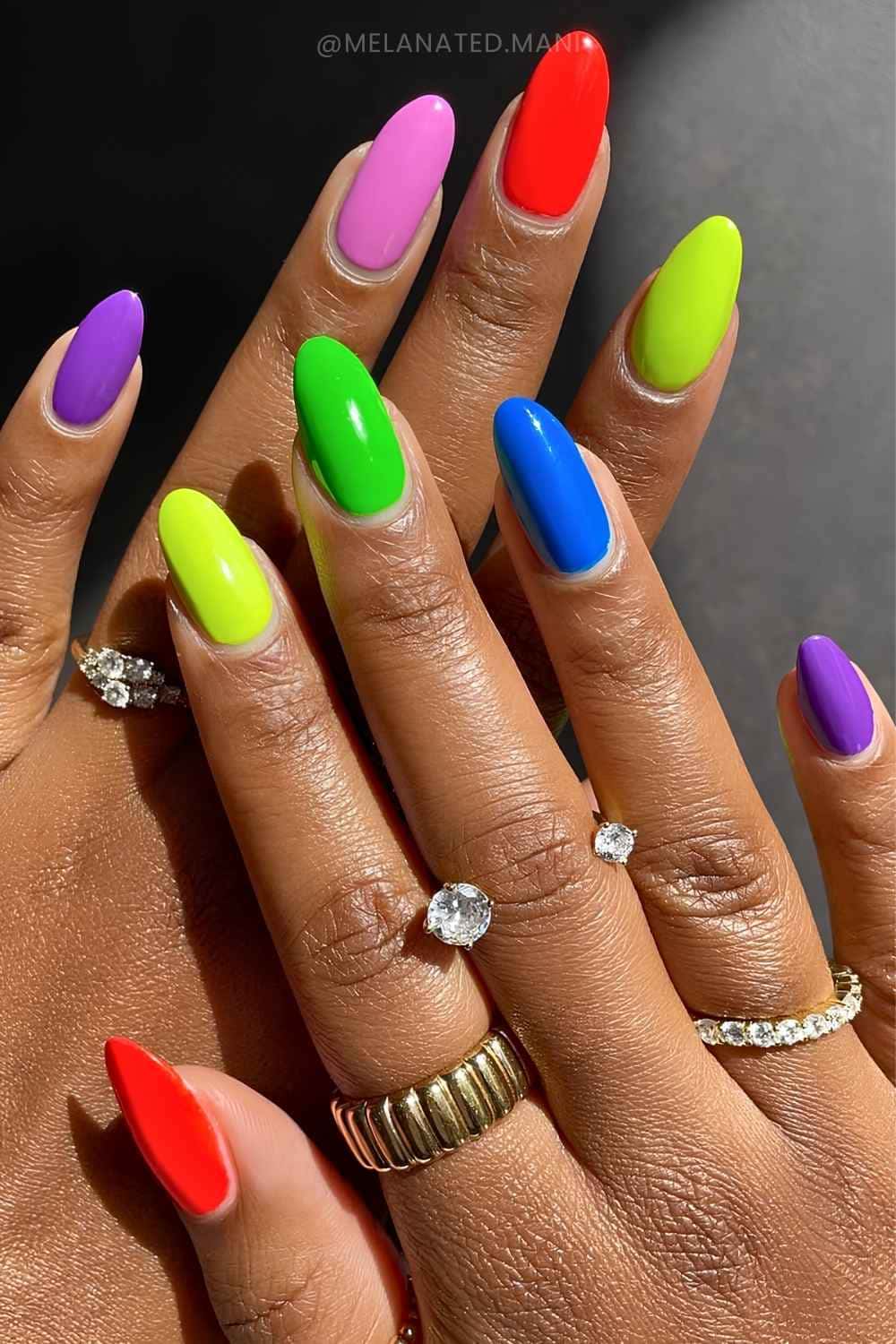Neon skittle nail design