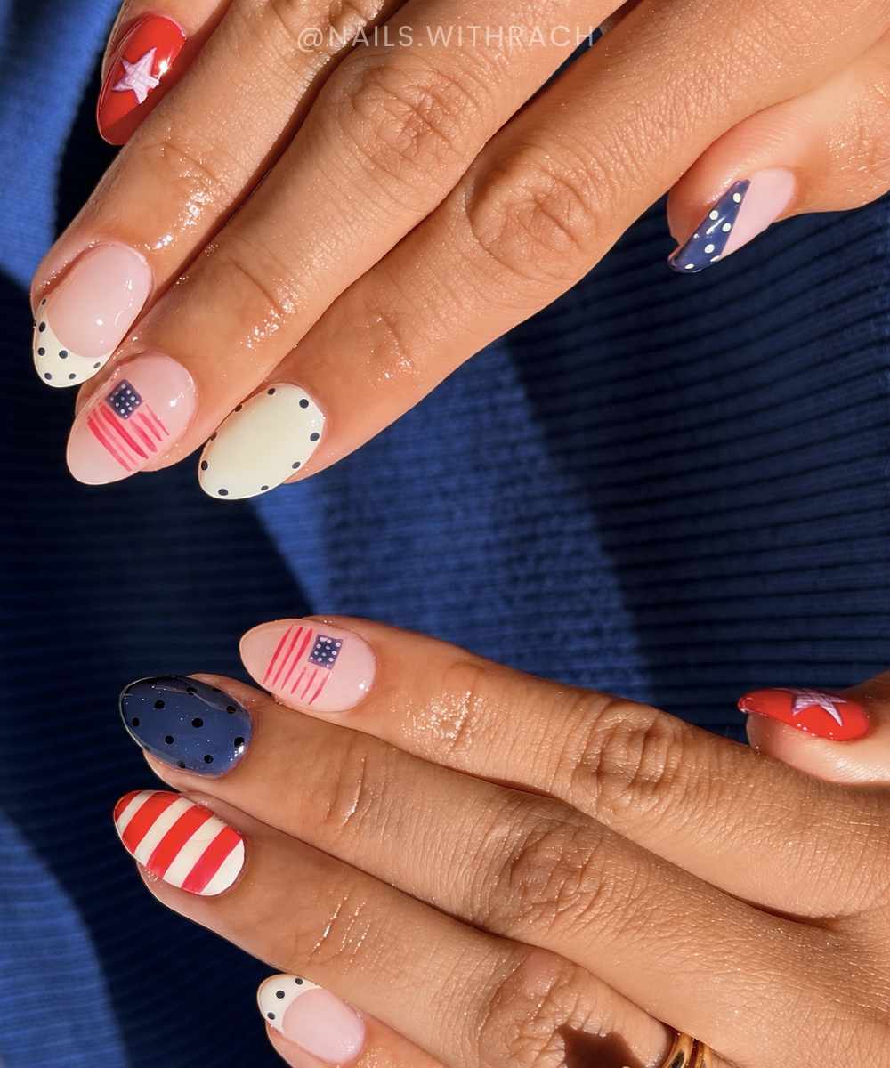 Patriotic nails with American flag art