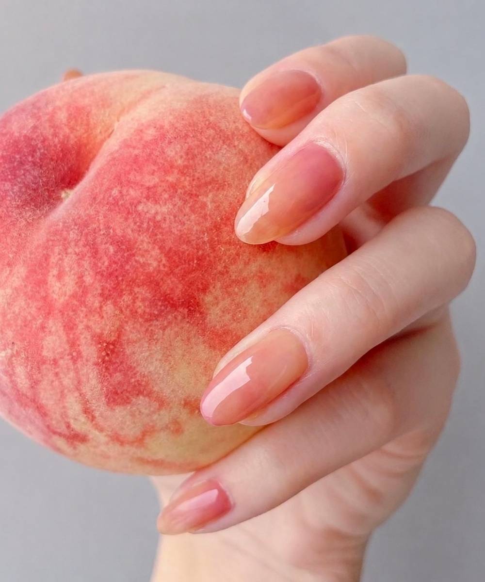 Peach skin inspired gradient nails