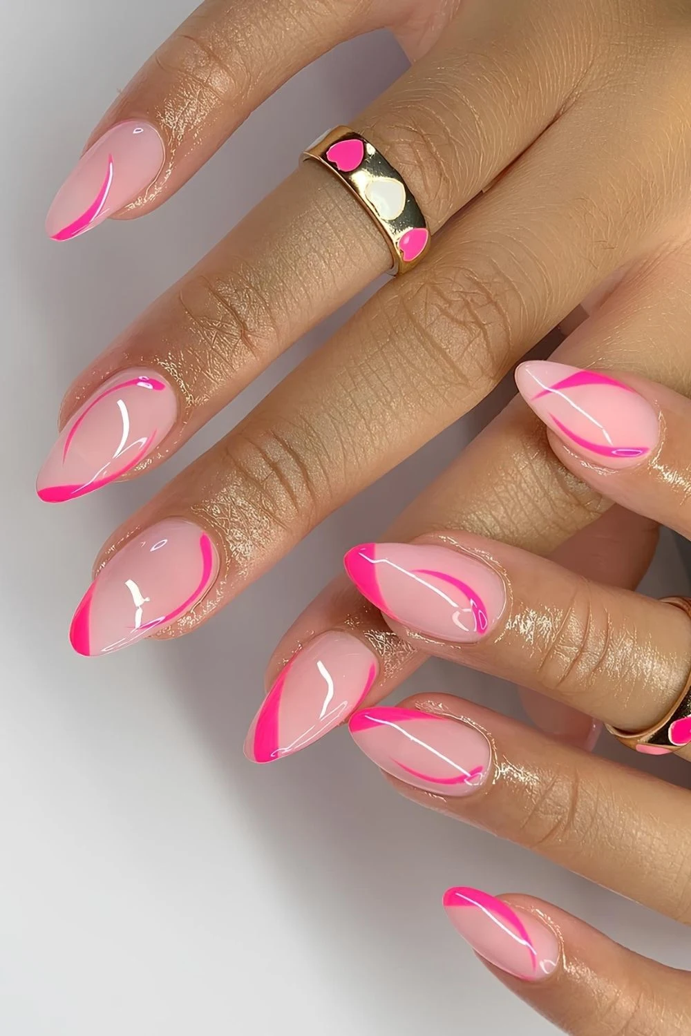 Pink swirly French mani
