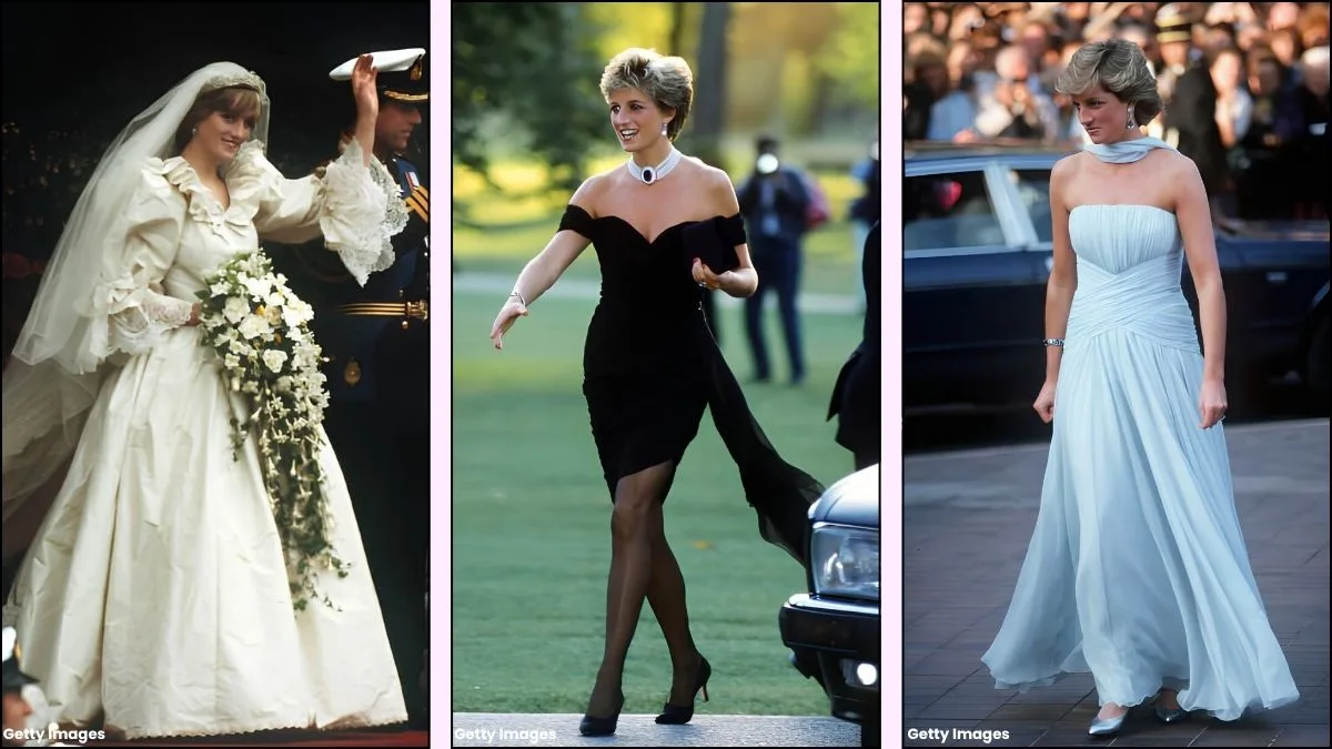 A collage of Princess Diana's best looks ever