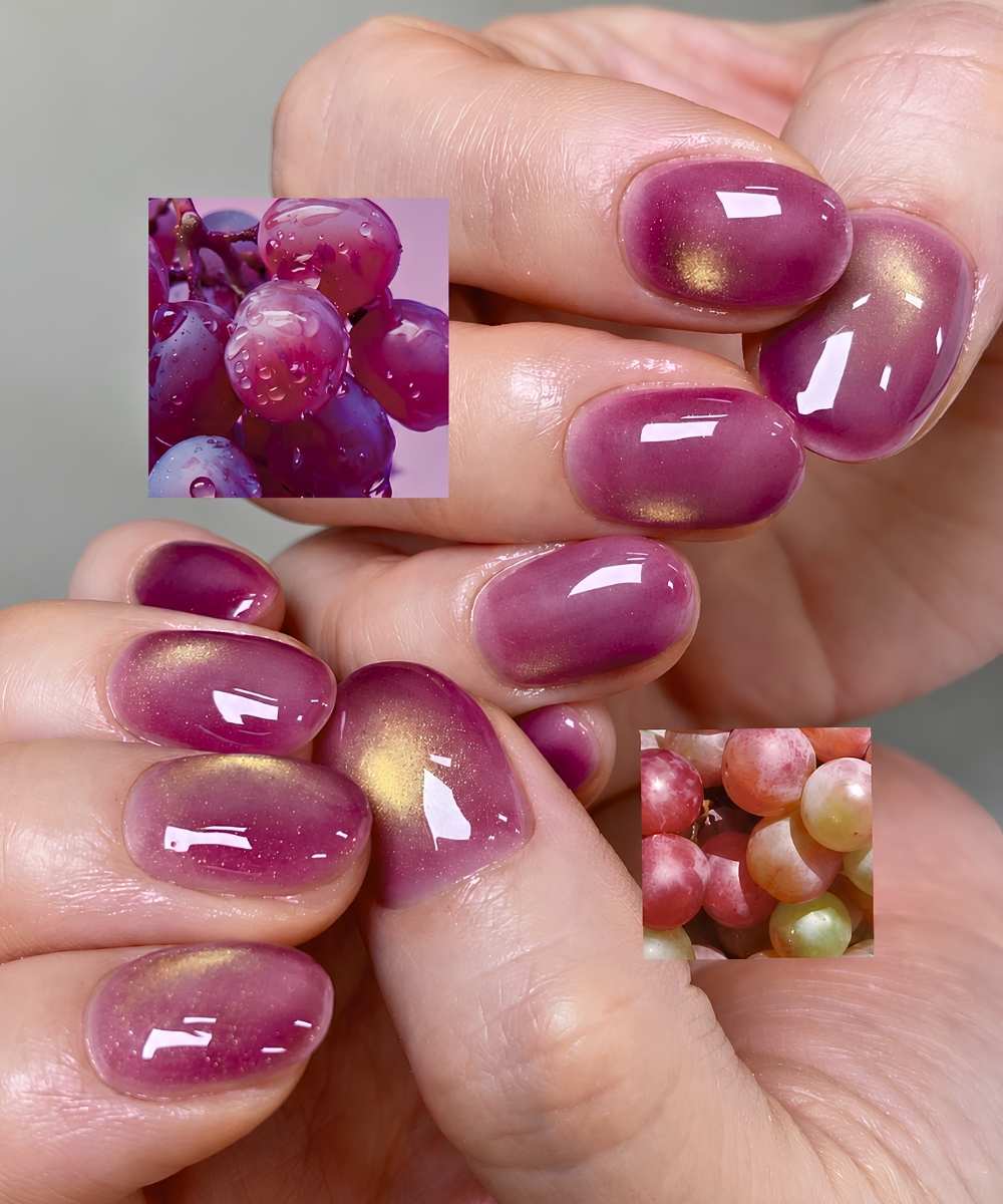 Purple and yellow cat eye mani