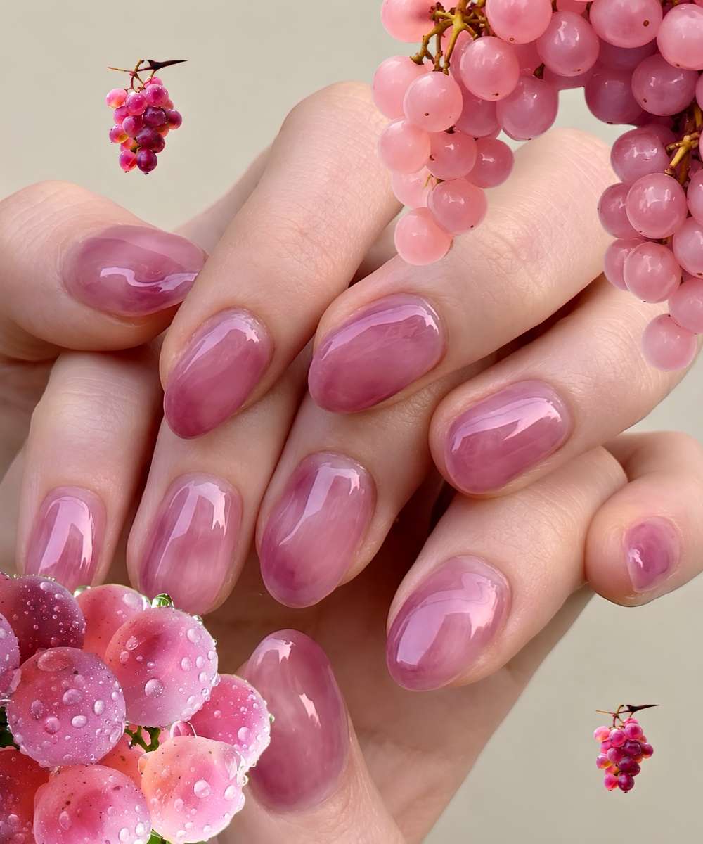Purple marble grape inspired nails