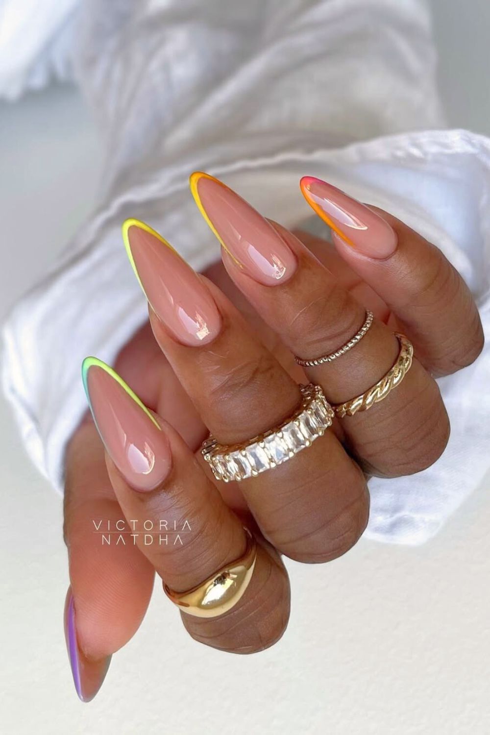 Rainbow micro French mani