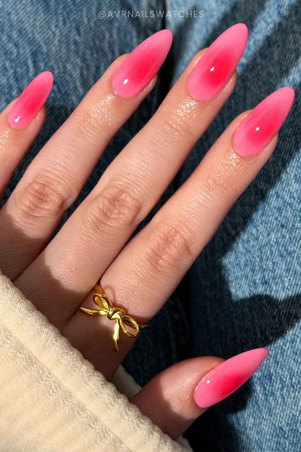 Red and pink strawberry aura mani