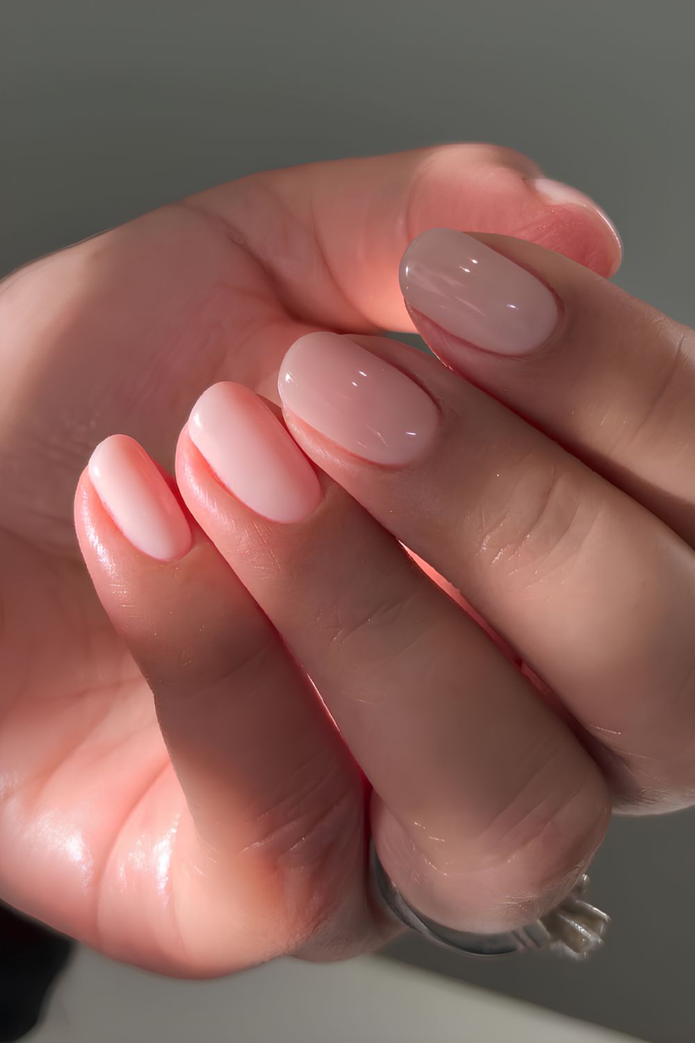 Soft pink oval manicure