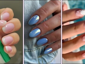 A collage of nail designs for summer