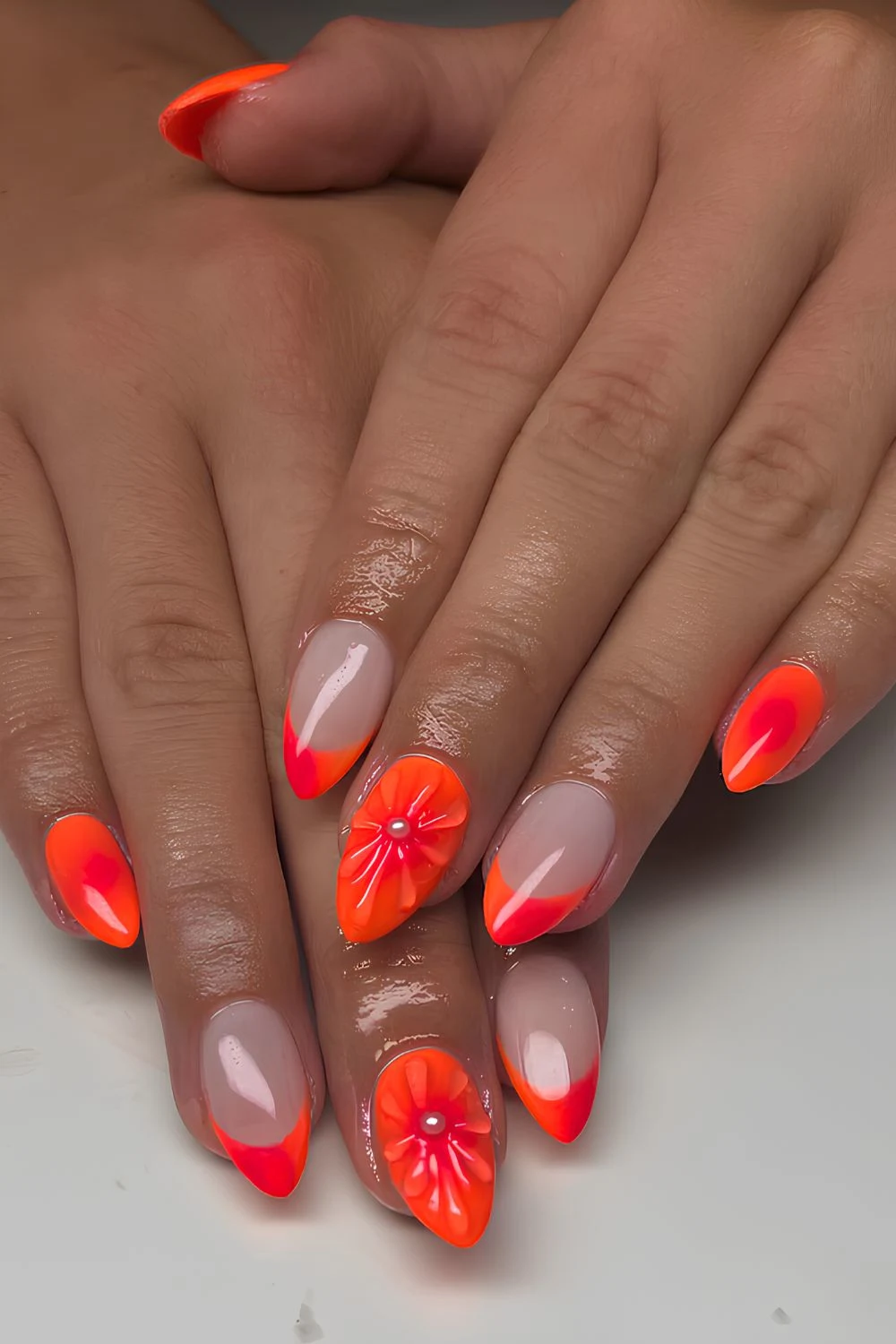 Sunset inspired neon nails