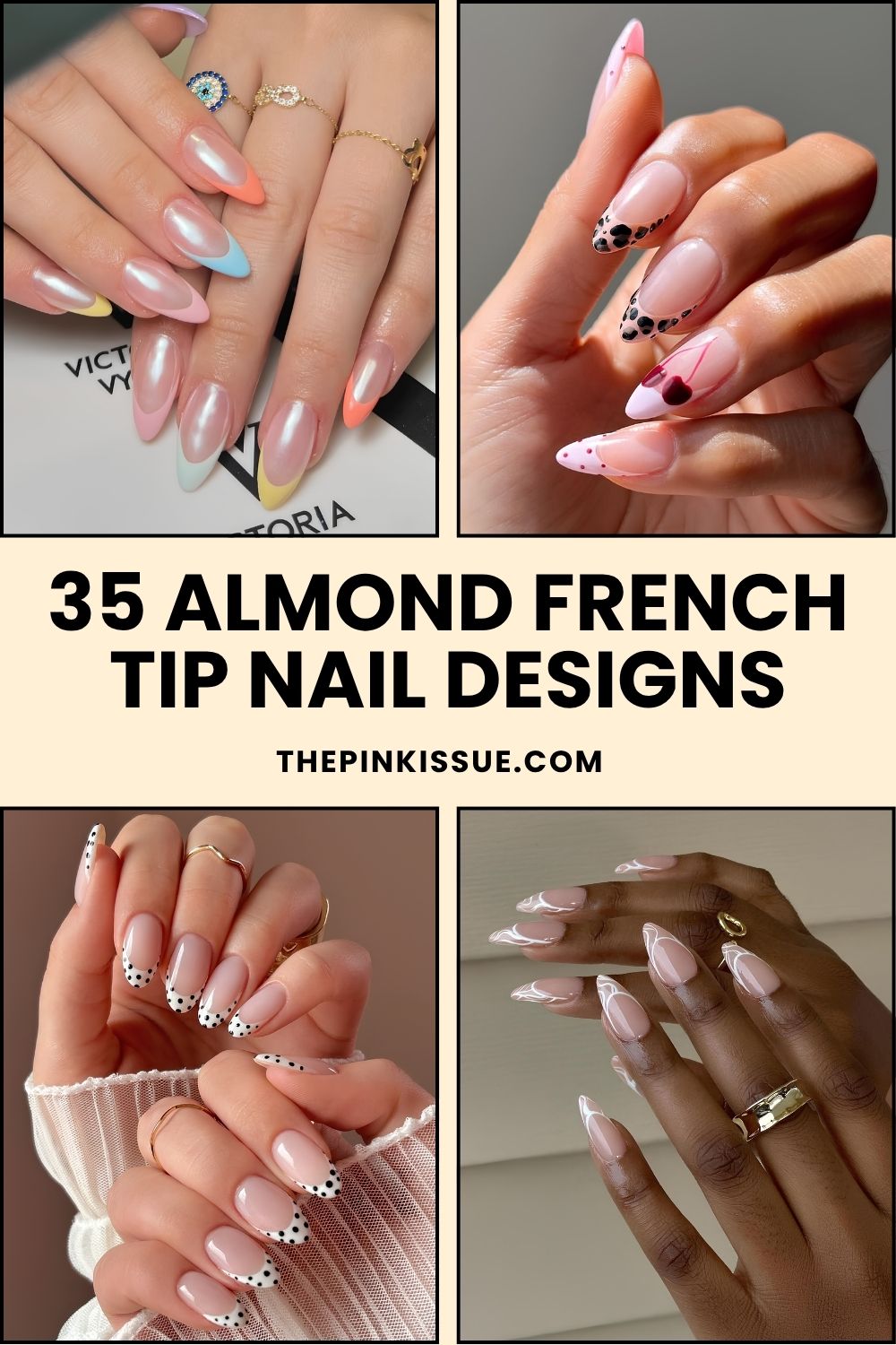 Almond French tip nails Pinterest