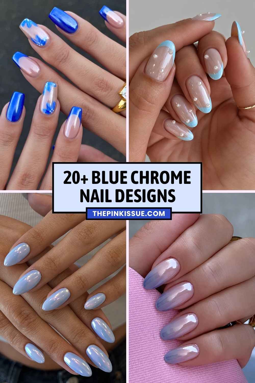 Blue chrome nail inspo Pinterest