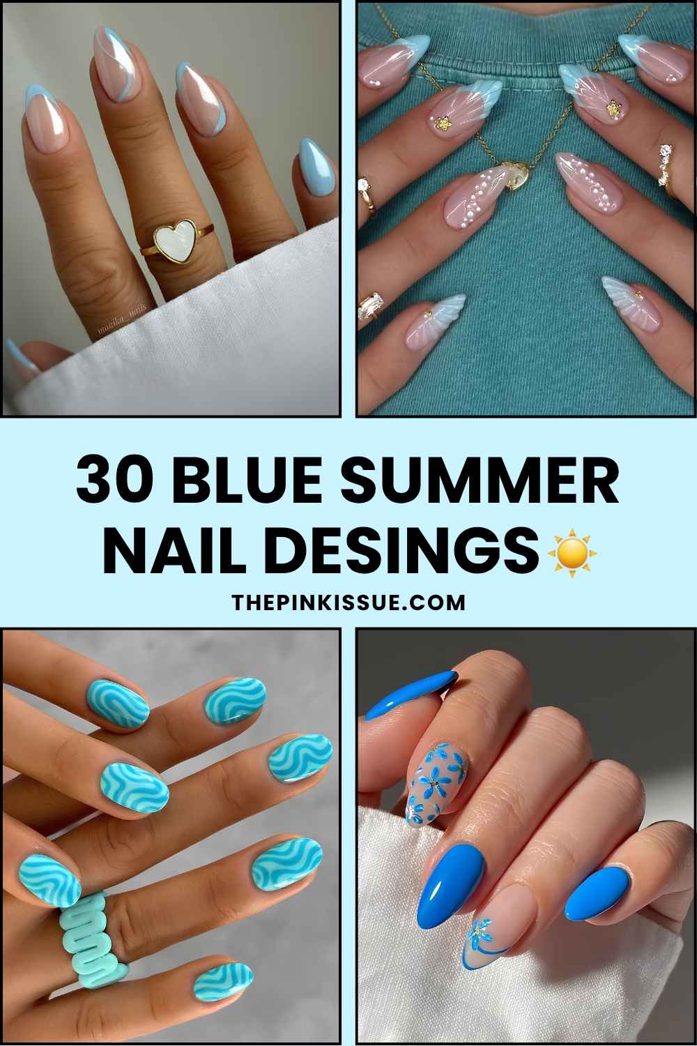 Blue summer nails Pinterest