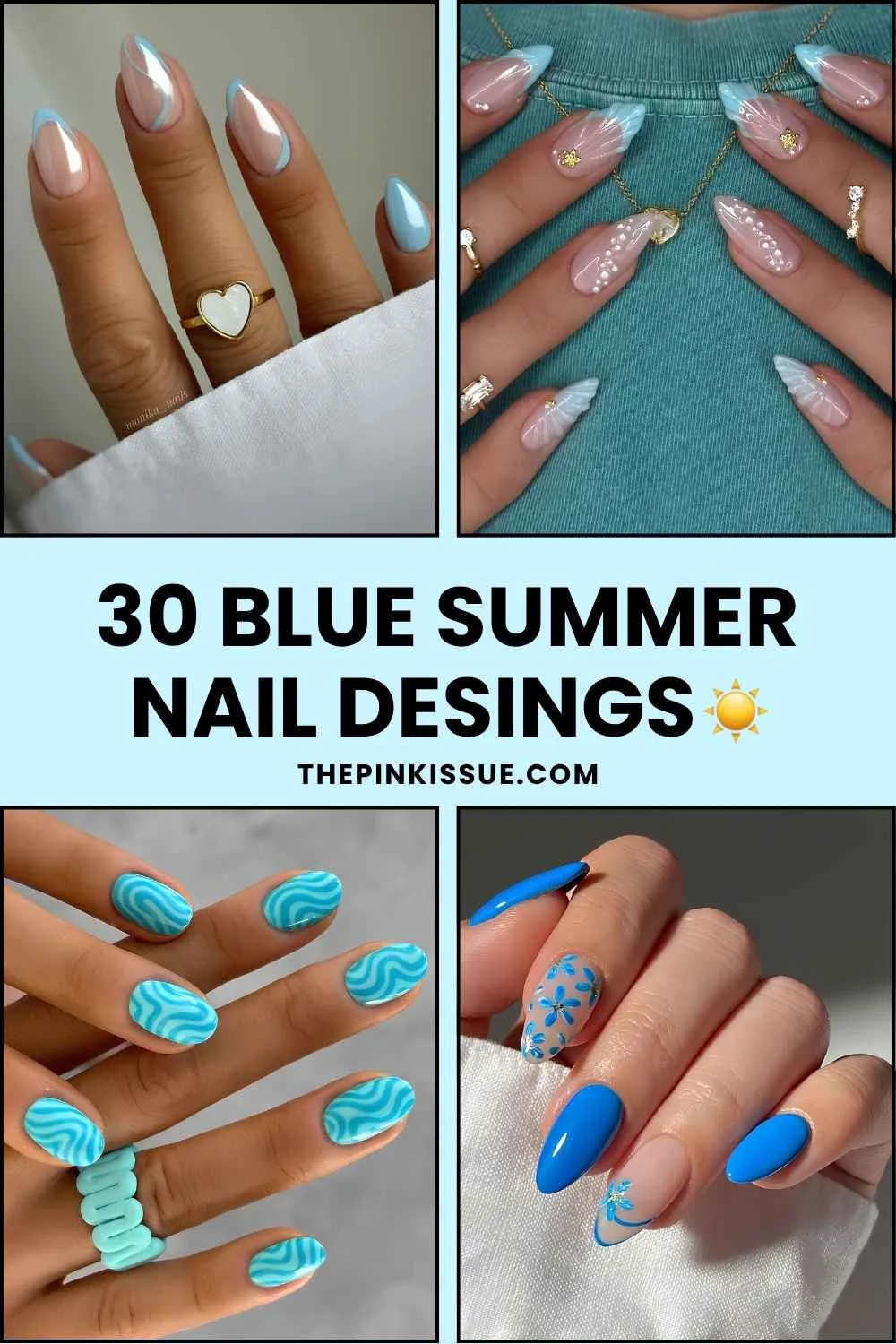 Blue summer nails Pinterest