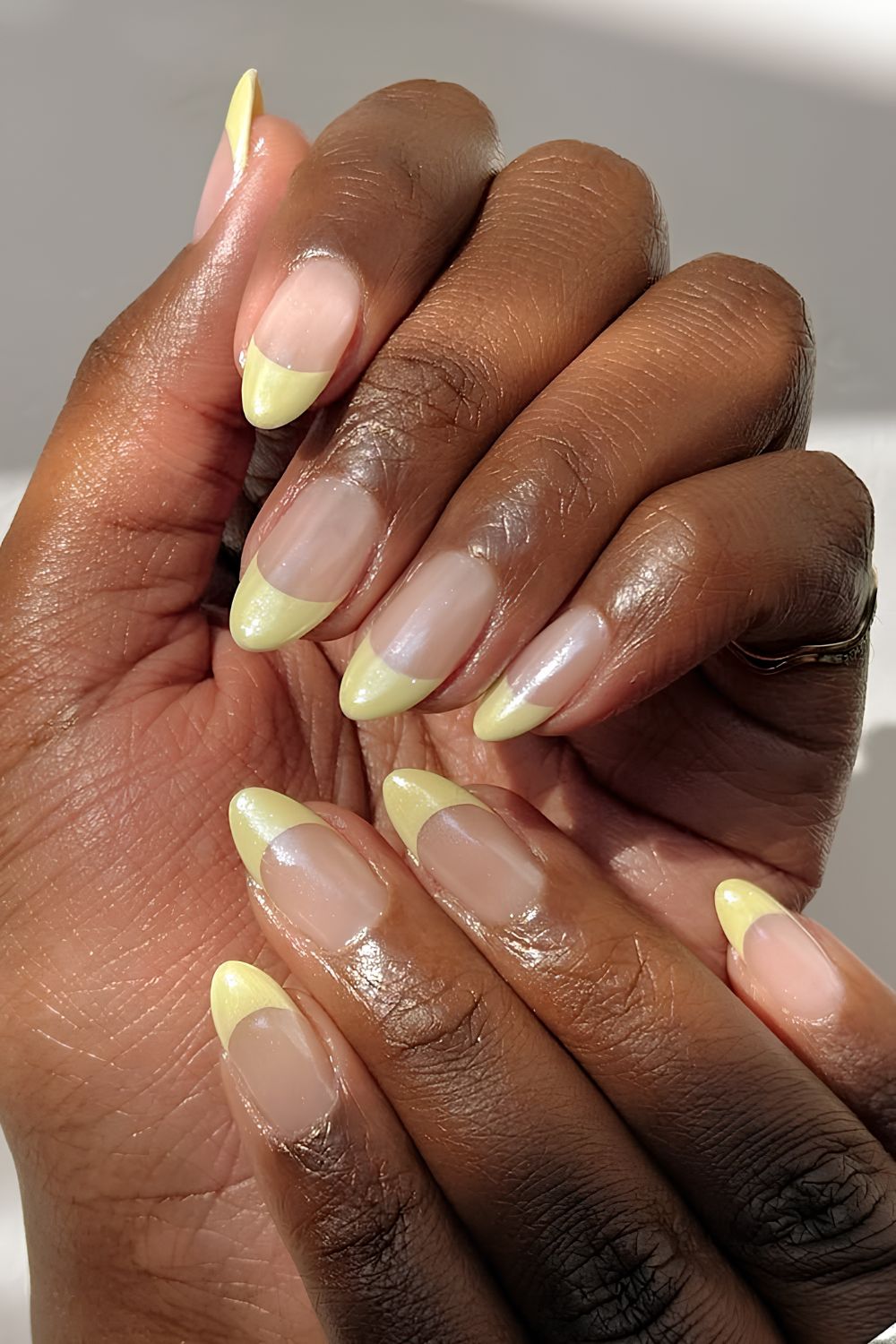 Butter yellow French tip nails