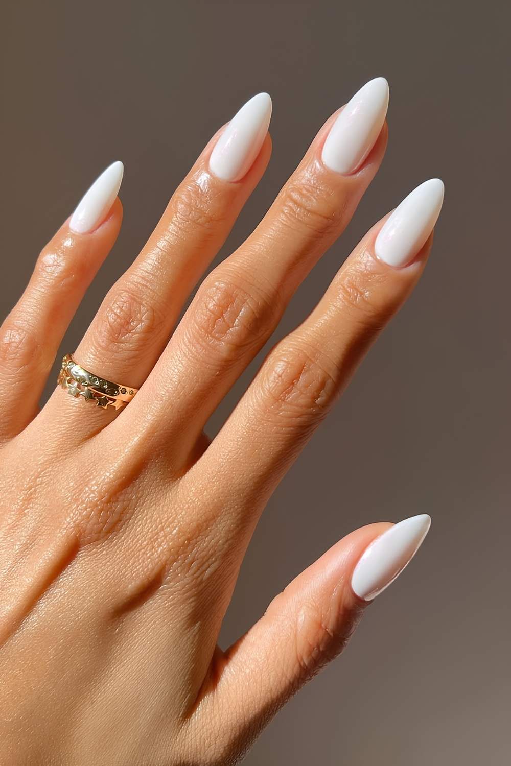 Coconut white nails with subtle shimmer