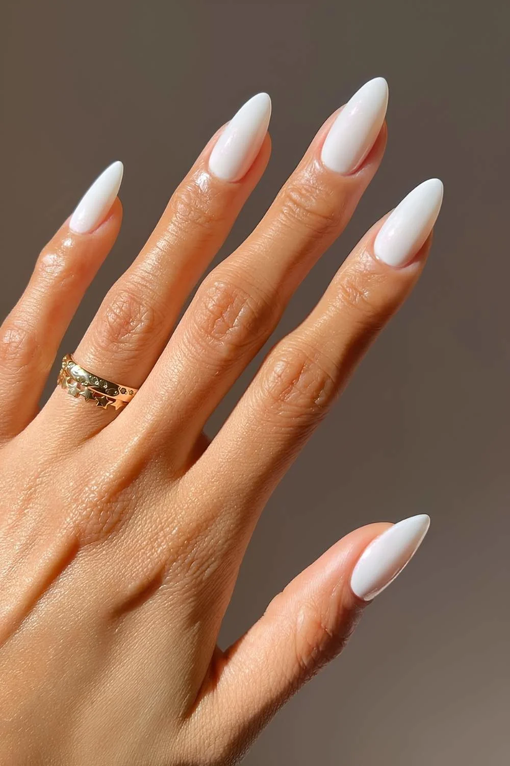 Coconut white nails with subtle shimmer
