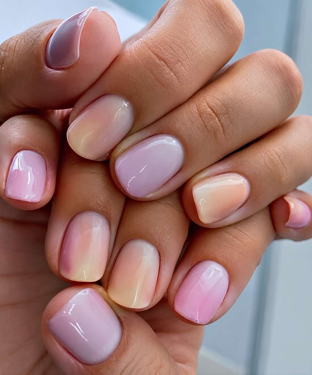 Colorful sorbet gradient mani