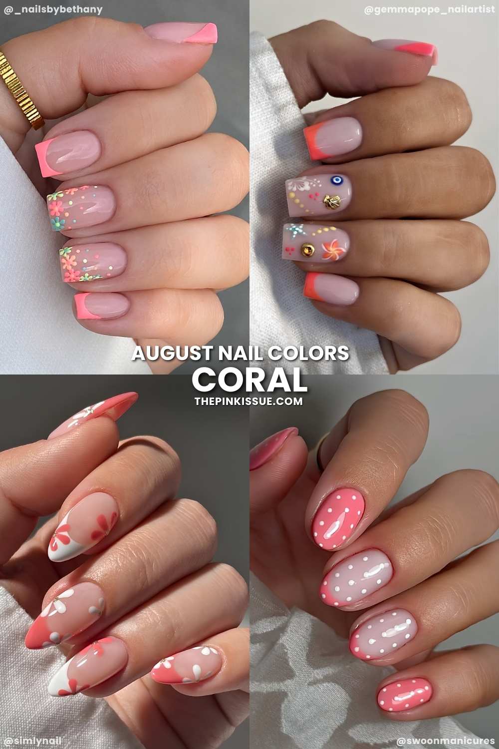 Coral manicures for August