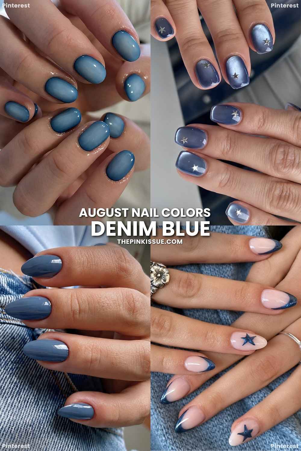 Denim blue August manicures