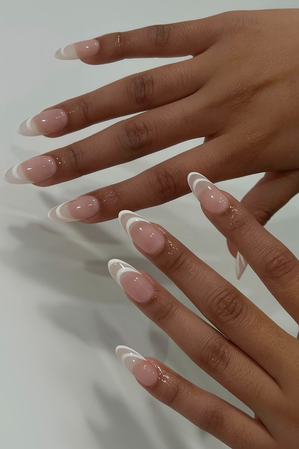 Double white French tip nails