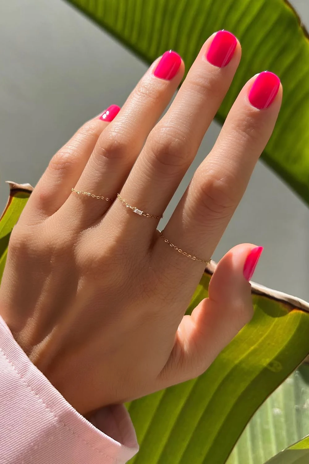 Hot pink short nails