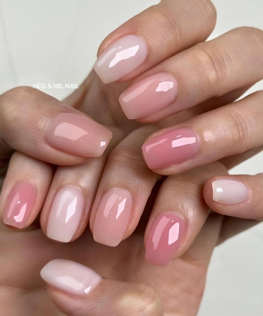 Jelly pink skittle nails