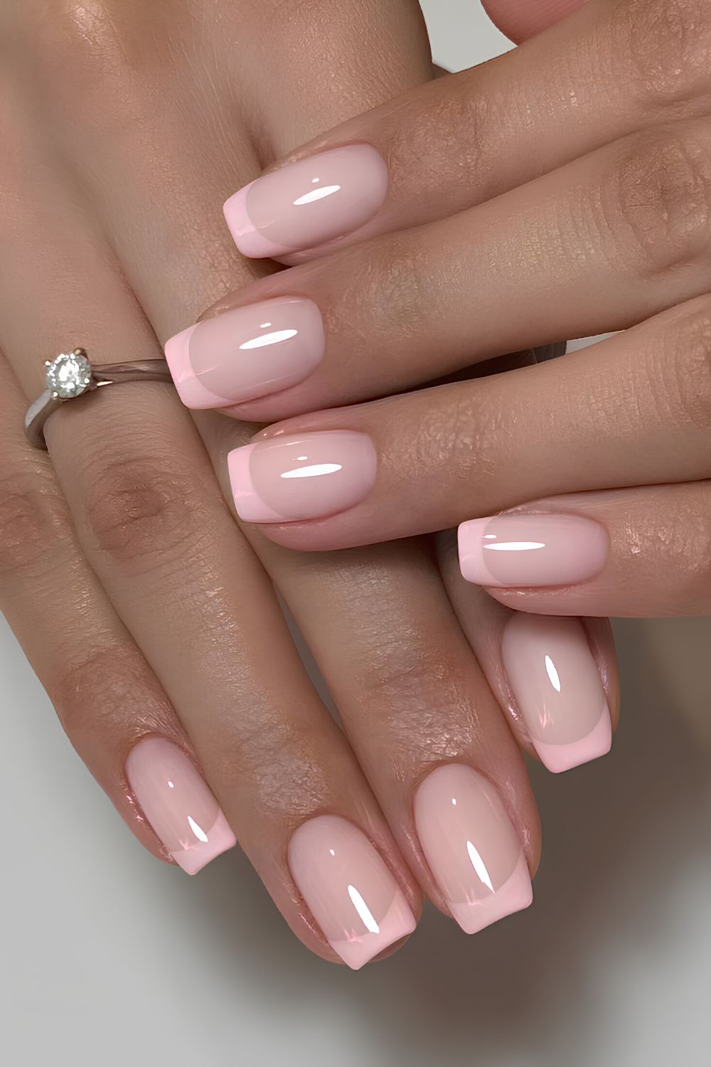 Light pink square French mani
