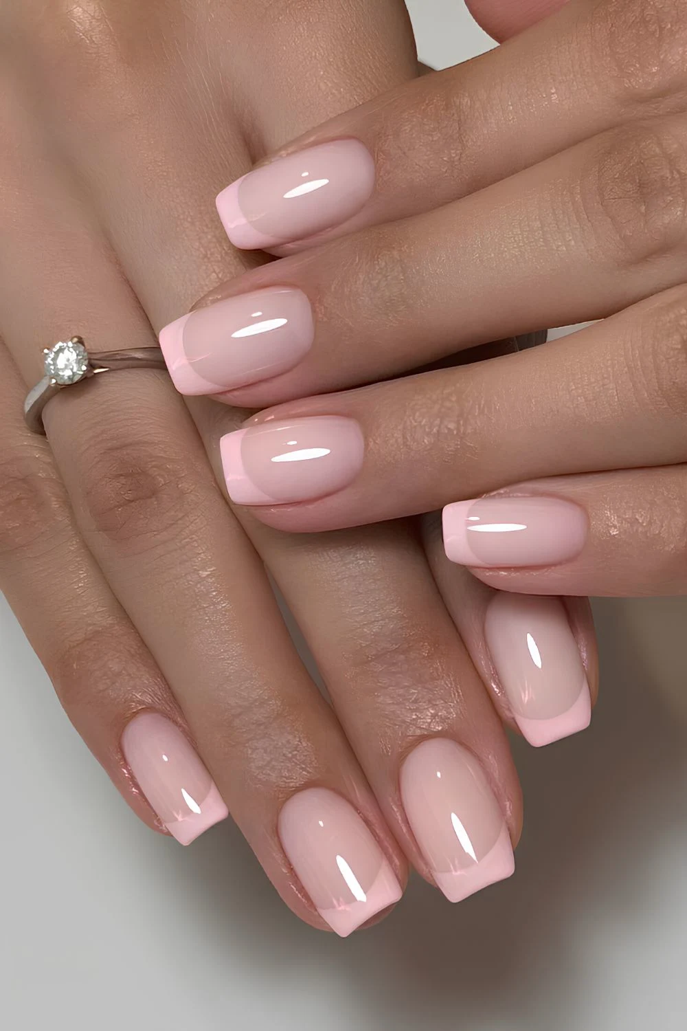 Light pink square French mani