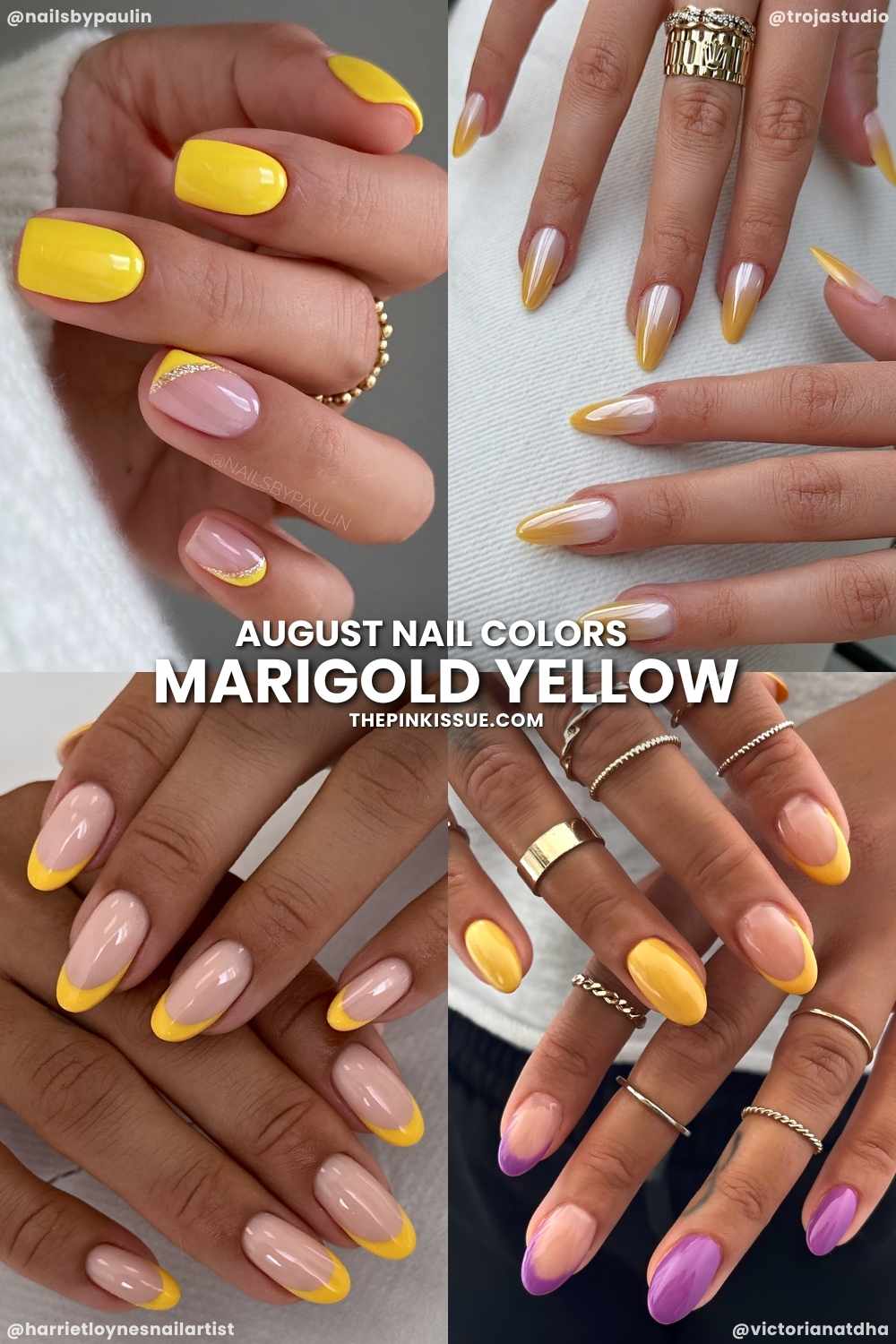 Marigold yellow nails for August