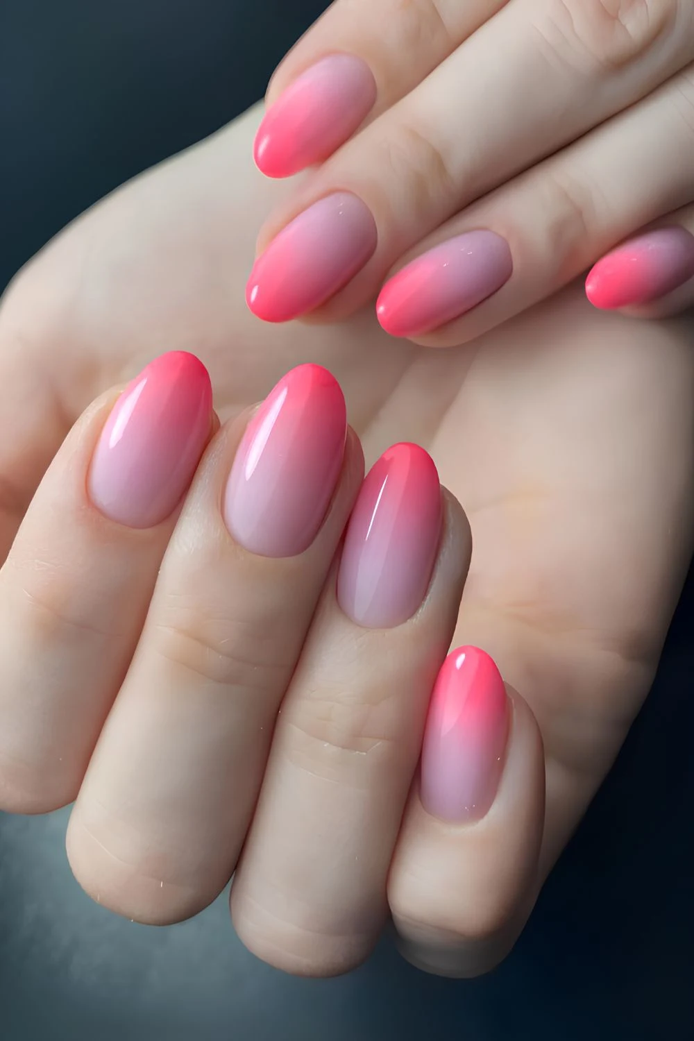 Neon pink ombre manicure