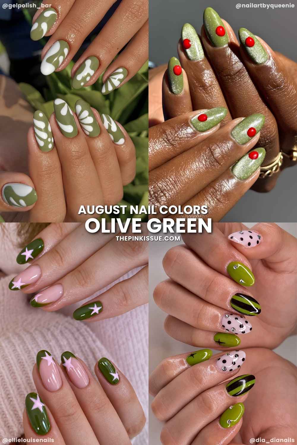 Olive green nails for August