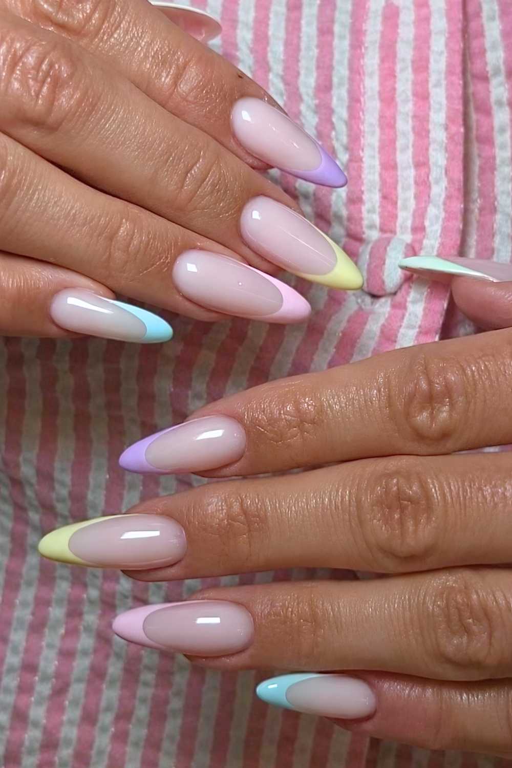 Pastel candy French manicure