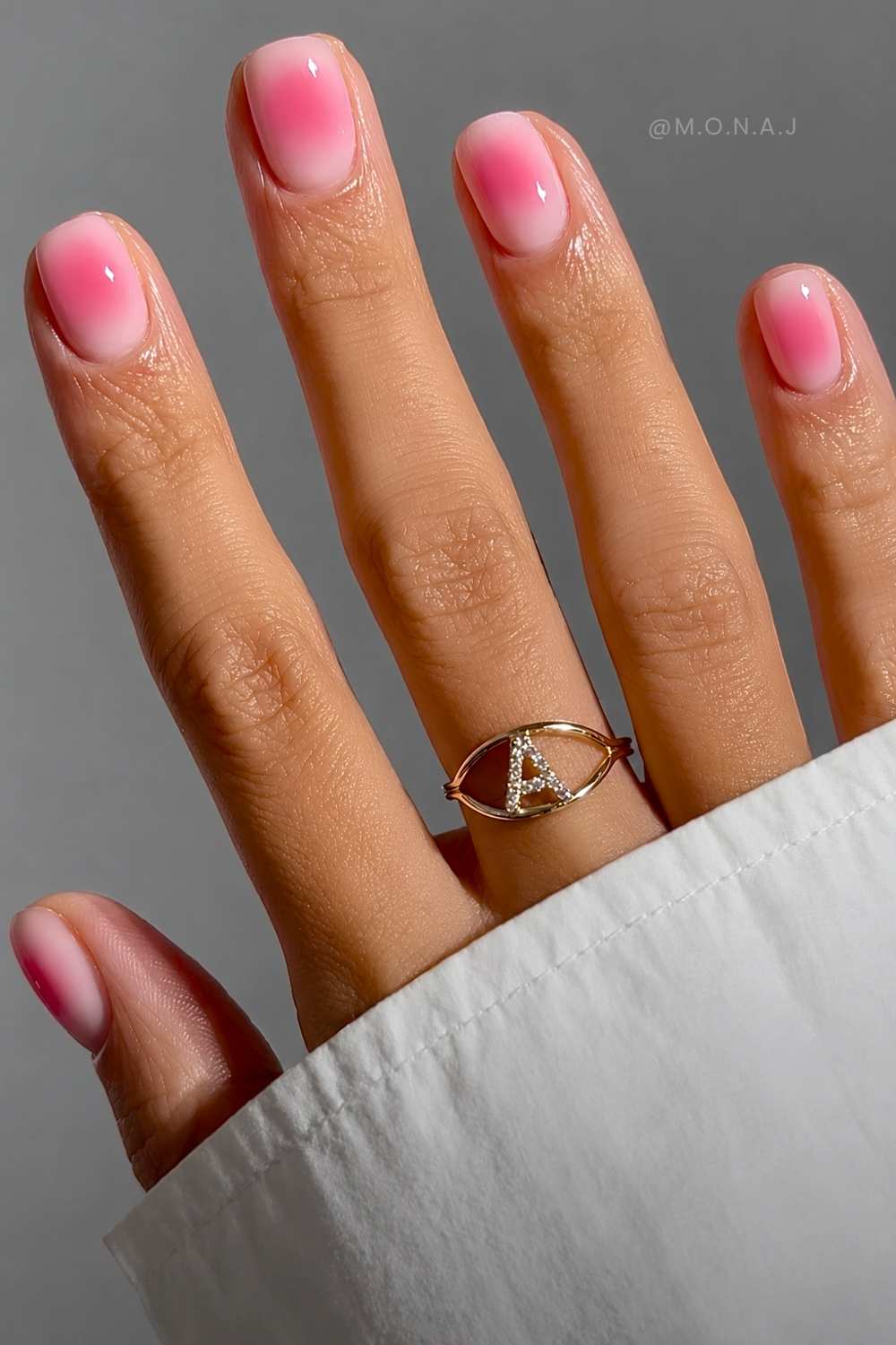 Raspberry pink aura nails on milky base