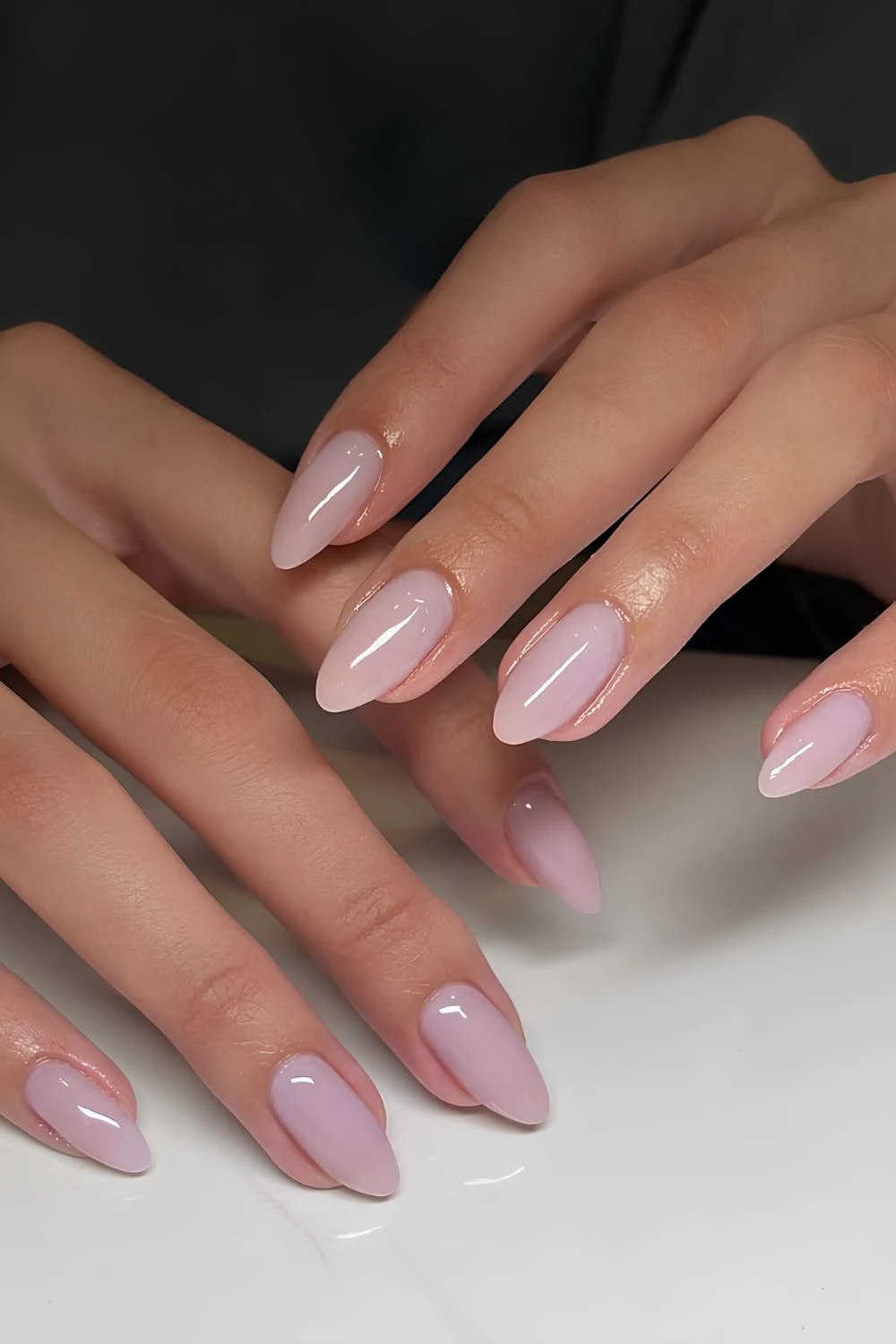 Sheer lavender milk nails
