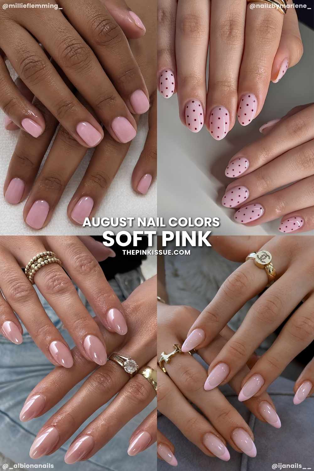 Soft pink August nail ideas