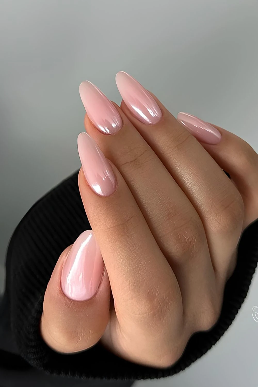 Soft pink chrome nails