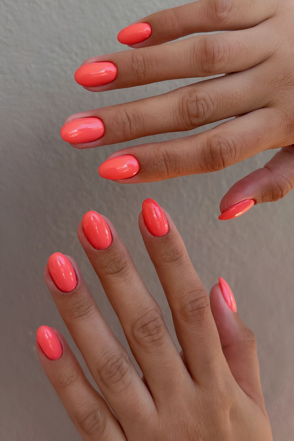 Solid coral orange nails